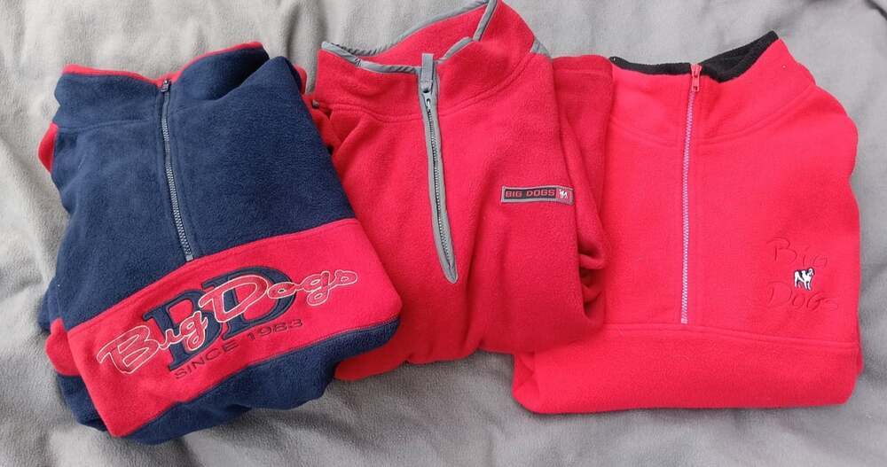 Vtg Big Dogs Fleece 1/4 Zip Pullover Sweater Lot of 3 Mens 2X 3X Red Navy Warm